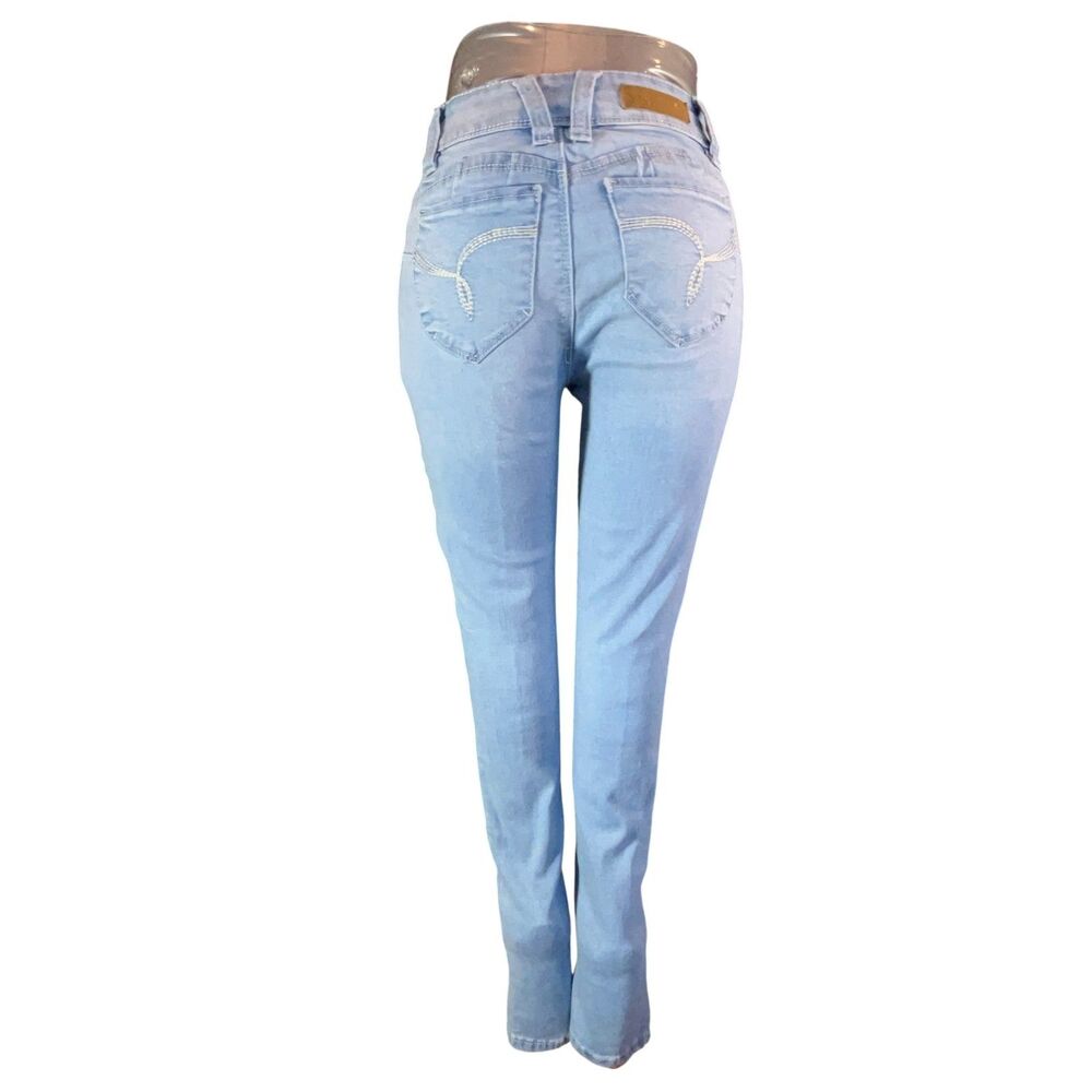 YMI WannabettaButt? Jeans Women 3 Mid Rise Distressed Skinny Boho Patches W23L29 - Picture 2 of 16